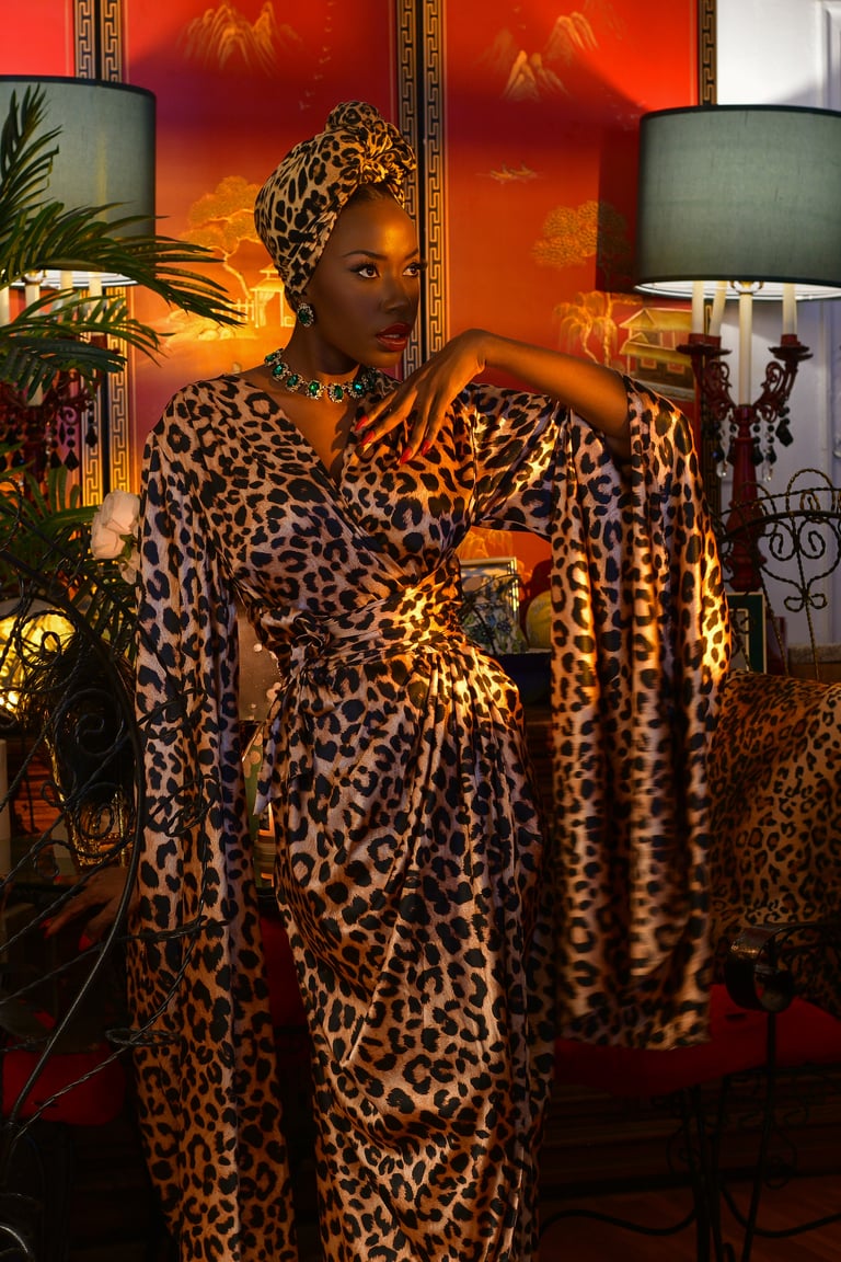 Leopard "Super Selene" Dressing Gown Sizes: XS, L, XL, 1X