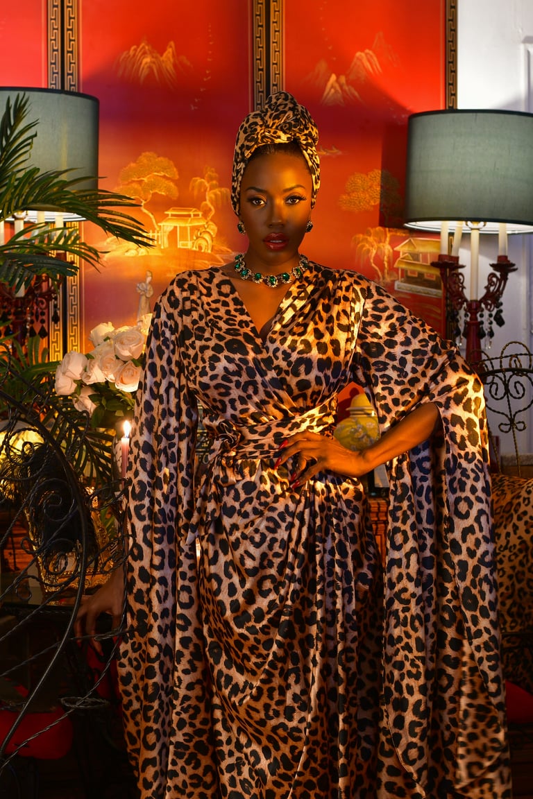 Leopard "Super Selene" Dressing Gown Sizes: XS, L, XL, 1X Image 7