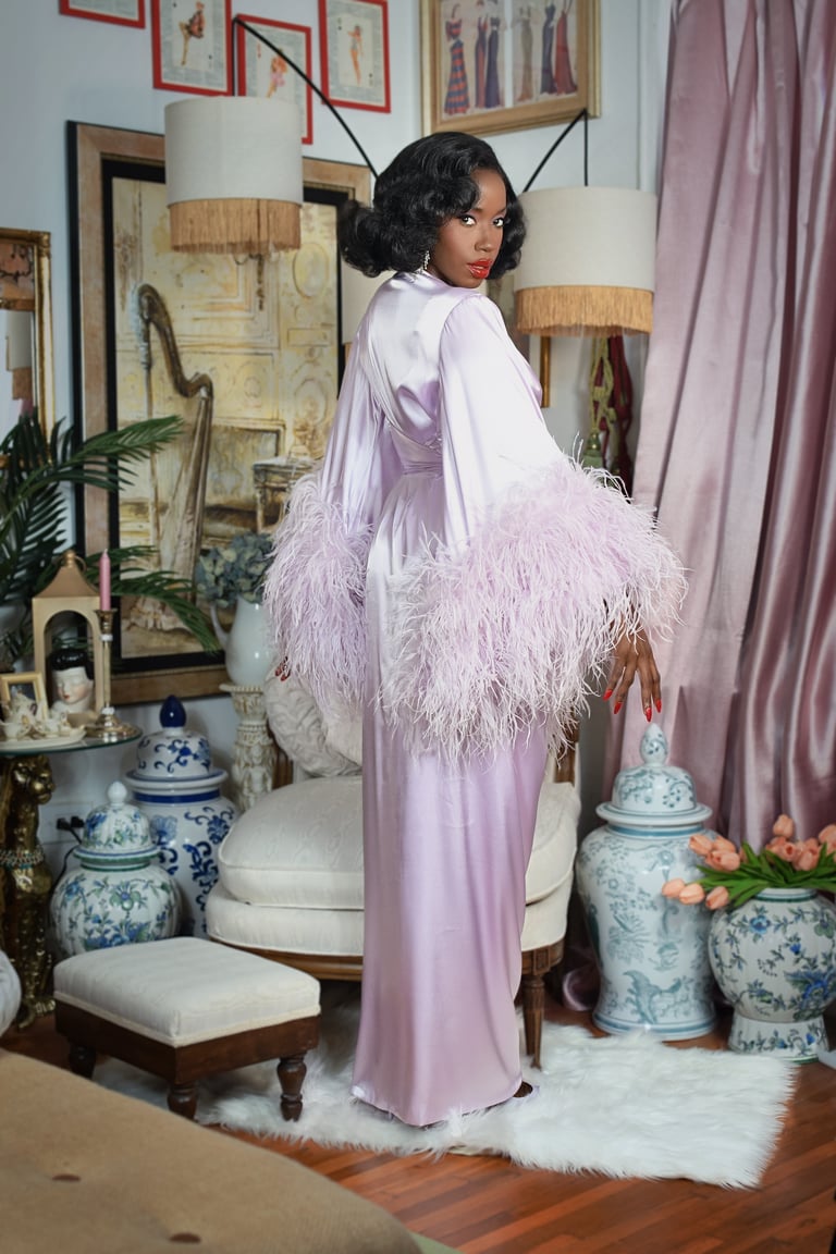 Limited Edition Special Order Light Lavender "Selene" Dressing Gown Size S Image 2