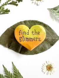 Image 3 of Find the Glimmers Green & Orange - Mini Wood Burned Heart