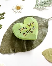 Image 2 of You are Magic Greens - Mini Wood Burned Heart