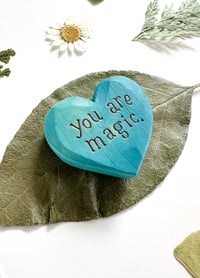 Image 2 of You are Magic Blues - Mini Wood Burned Heart