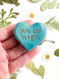 Image 1 of You are Magic Blues - Mini Wood Burned Heart