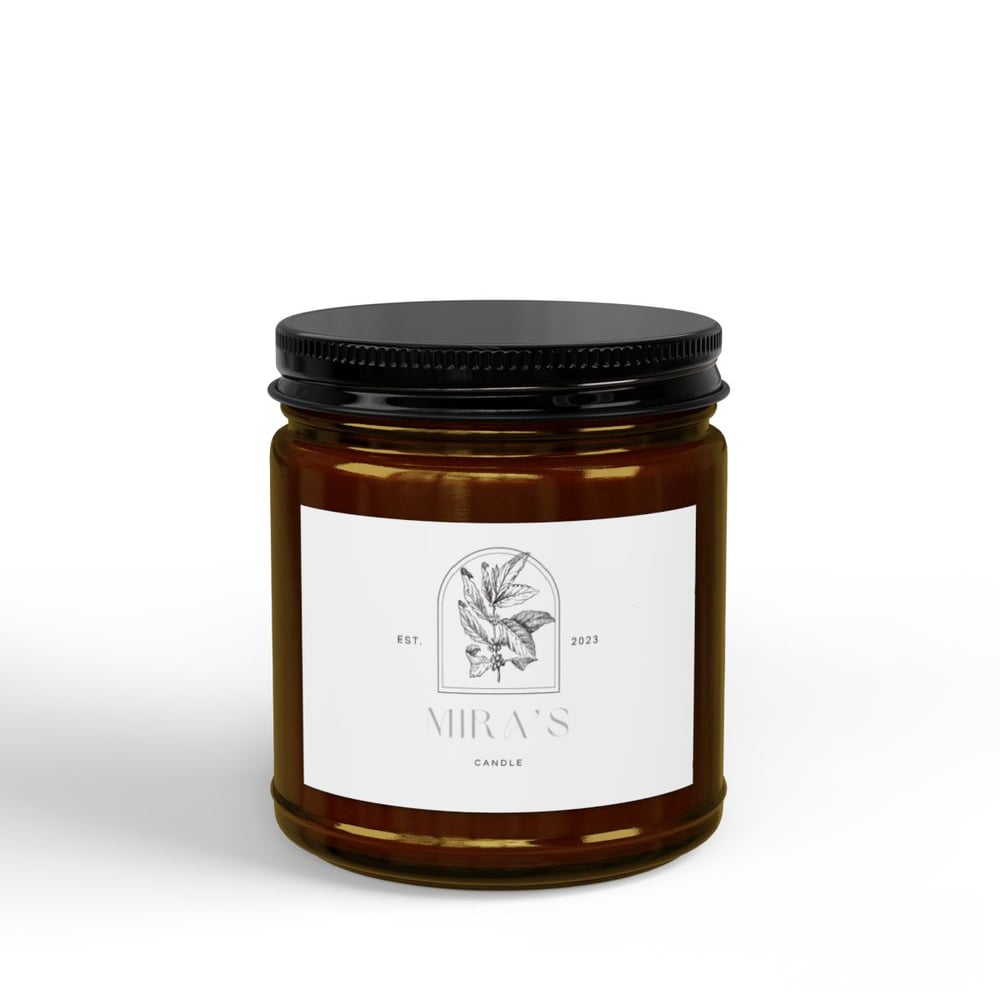 Image of Soy Scented Candle - Amber Jar with Black Lid (4oz & 9oz)