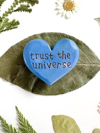 Image 3 of Trust the Universe Blues - Mini Wood Burned Heart