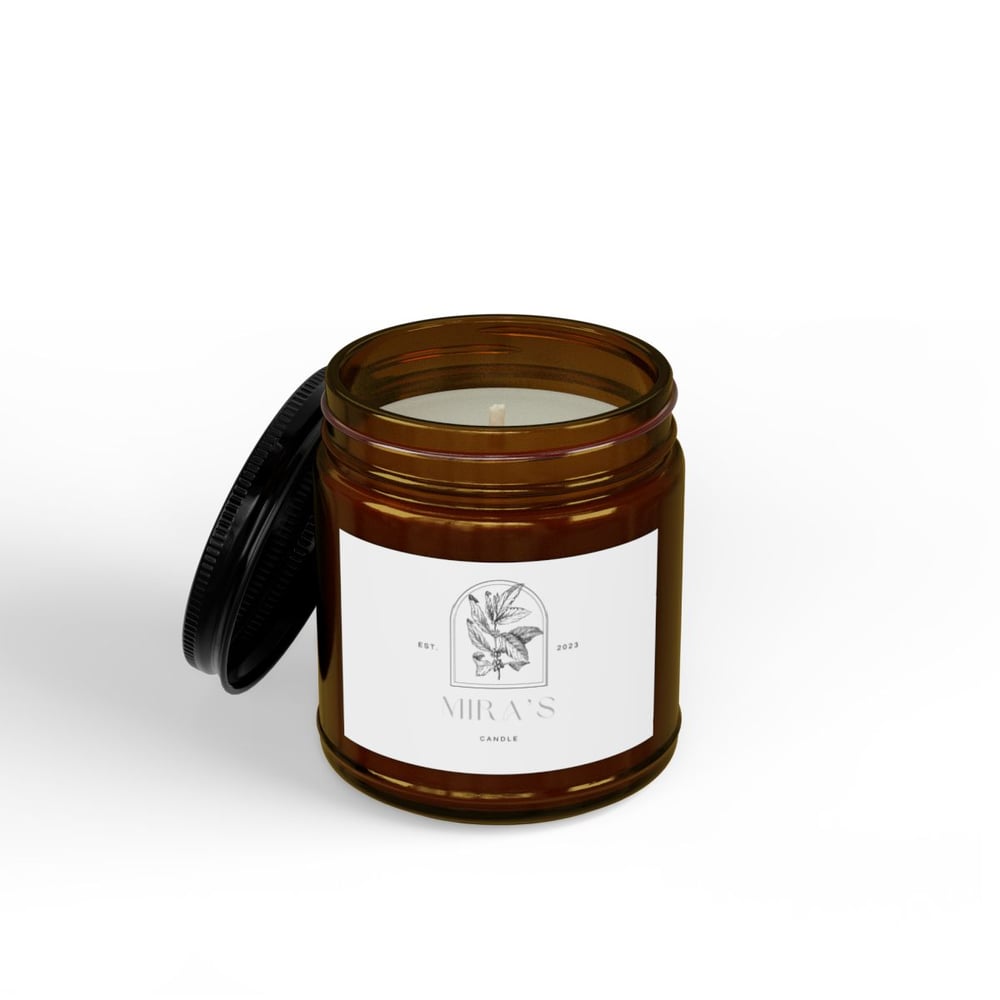 Image of Soy Scented Candle - Amber Jar with Black Lid (4oz & 9oz)