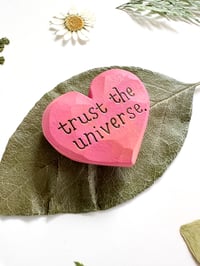 Image 2 of Trust the Universe Pinks - Mini Wood Burned Heart