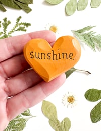 Image 1 of Sunshine - Mini Wood Burned Heart