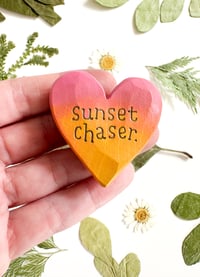 Image 1 of Sunset Chaser 3 - Mini Wood Burned Heart