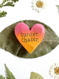 Image 3 of Sunset Chaser 3 - Mini Wood Burned Heart