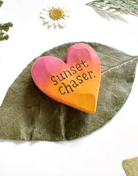 Image 2 of Sunset Chaser 3 - Mini Wood Burned Heart