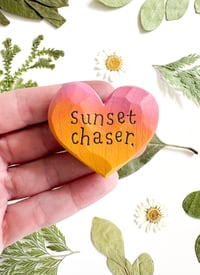 Image 1 of Sunset Chaser 1 - Mini Wood Burned Heart