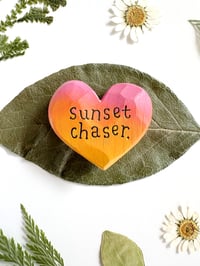 Image 3 of Sunset Chaser 1 - Mini Wood Burned Heart