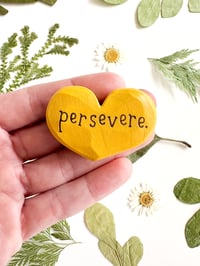Image 1 of Persevere - Mini Wood Burned Heart