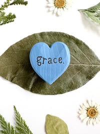 Image 3 of Grace - Mini Wood Burned Heart