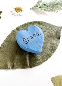 Image 2 of Grace - Mini Wood Burned Heart