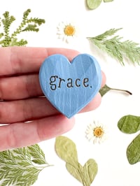Image 1 of Grace - Mini Wood Burned Heart