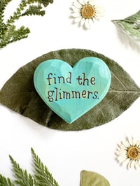 Image 3 of Find the Glimmers Blues - Mini Wood Burned Heart