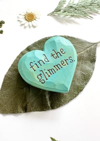 Image 2 of Find the Glimmers Blues - Mini Wood Burned Heart