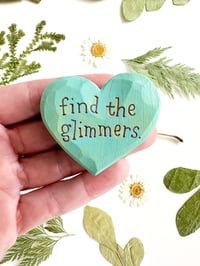 Image 1 of Find the Glimmers Blues - Mini Wood Burned Heart