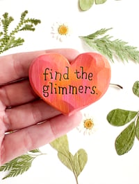 Image 1 of Find the Glimmers Pink & Orange - Mini Wood Burned Heart