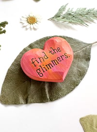 Image 2 of Find the Glimmers Pink & Orange - Mini Wood Burned Heart