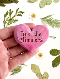Image 1 of Find the Glimmers Pink & Purples - Mini Wood Burned Heart