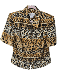 Image 1 of Leopard Print Zip-Up Top 