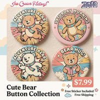 Cute Bear Circle Button Bundle (4‑Pack)