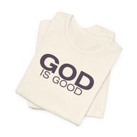 Image 4 of God Is Good Light Tee | Bella+Canvas 3001 | Minimal Faith Statement Shirt