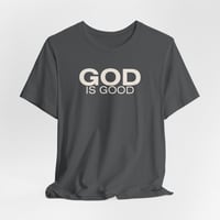 Image 1 of God Is Good Dark Tee | Bella+Canvas 3001 | Minimal Faith Statement Shirt
