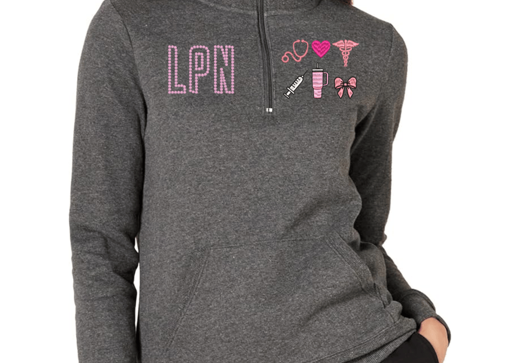 Image of Custom Embroidered Nurse Quarter Zip | Stethoscope Pullover | Candlewick letter
