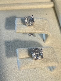 Image 5 of Round Brilliant Cut Moissanite Stud Earrings — Size 0.25 to 1.6 ctw Sterling Silver