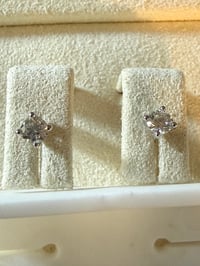Image 6 of Round Brilliant Cut Moissanite Stud Earrings — Size 0.25 to 1.6 ctw Sterling Silver