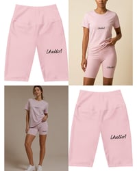 Pale Pink “Hello” Biker Shorts – Soft Sculpt Fit