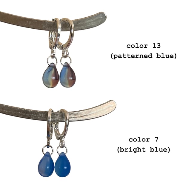 'glass teardrop' huggie earrings