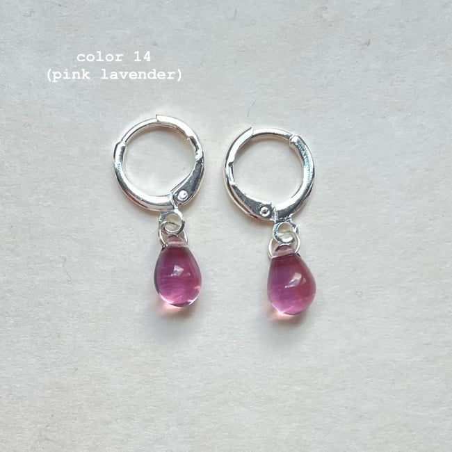 'glass teardrop' huggie earrings