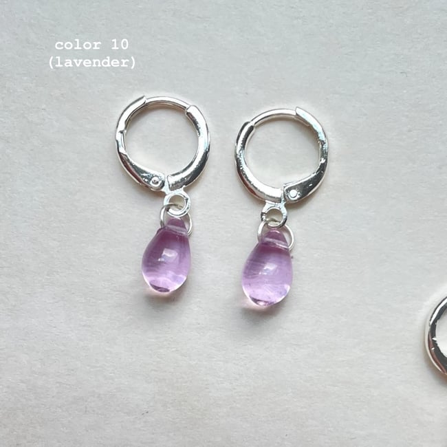 'glass teardrop' huggie earrings