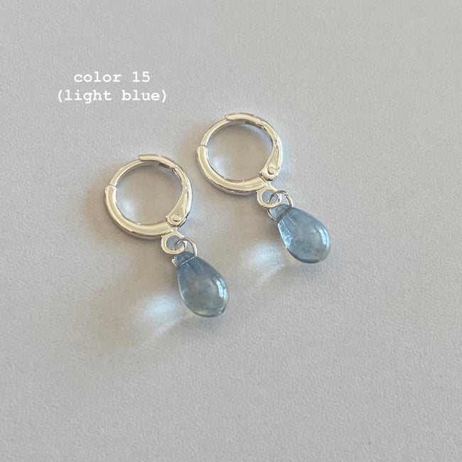 'glass teardrop' huggie earrings