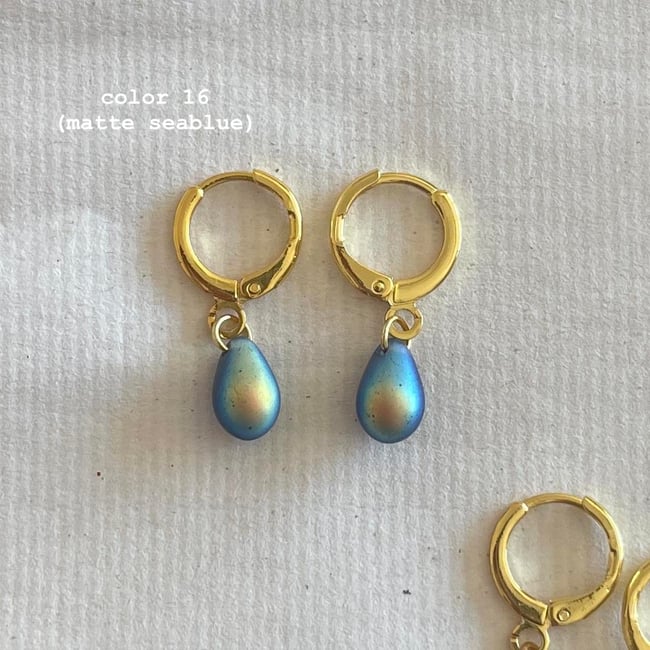 'glass teardrop' huggie earrings