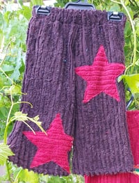 Image 1 of Brown Kids chenille star pants with optional pompom trim