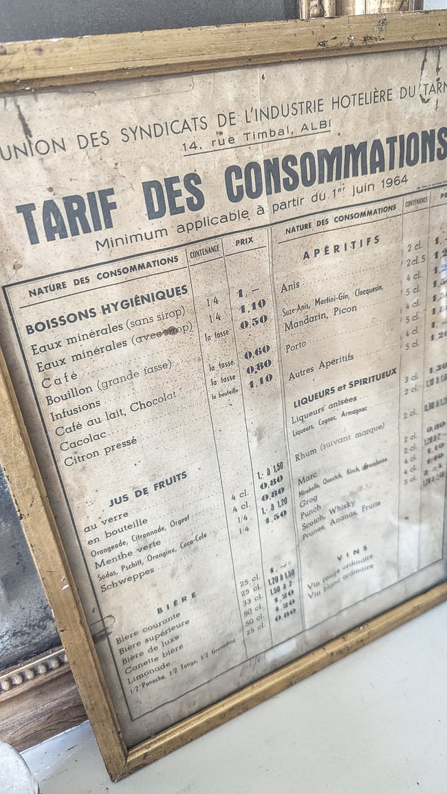 Tarif des consommations 
