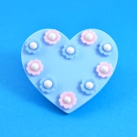 Image 3 of Flowery Beaded Heart Brooch