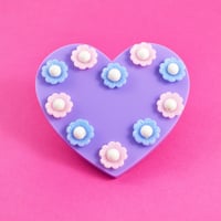 Image 8 of Flowery Beaded Heart Brooch