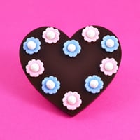 Image 7 of Flowery Beaded Heart Brooch