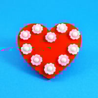 Image 4 of Flowery Beaded Heart Brooch
