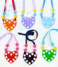 Image 3 of Flowery Beaded Heart Necklaces