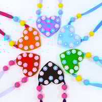 Image 1 of Flowery Beaded Heart Necklaces