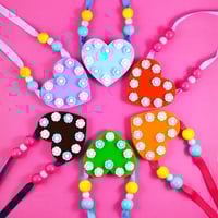 Image 2 of Flowery Beaded Heart Necklaces