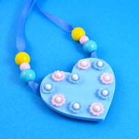 Image 4 of Flowery Beaded Heart Necklaces